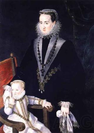 Alonso Sanchez Coello Portrait of Maria Manrique de Lara y Mendoza and her daughter Spain oil painting art